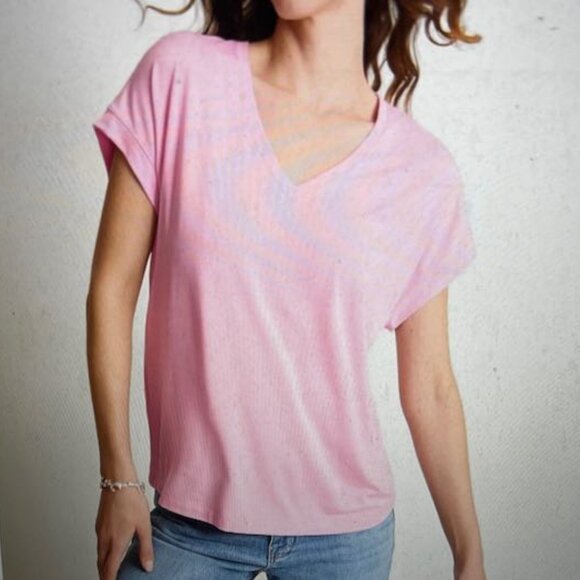 Tommy Bahama Primrose Pink Kauai V-Neck Tee - Sz Medium - Picture 3 of 5